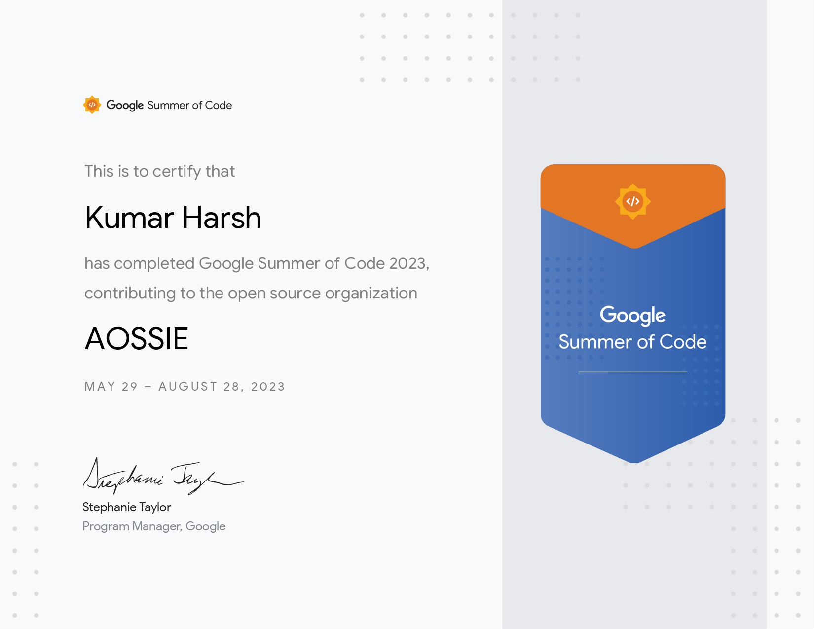 Completion Certificate